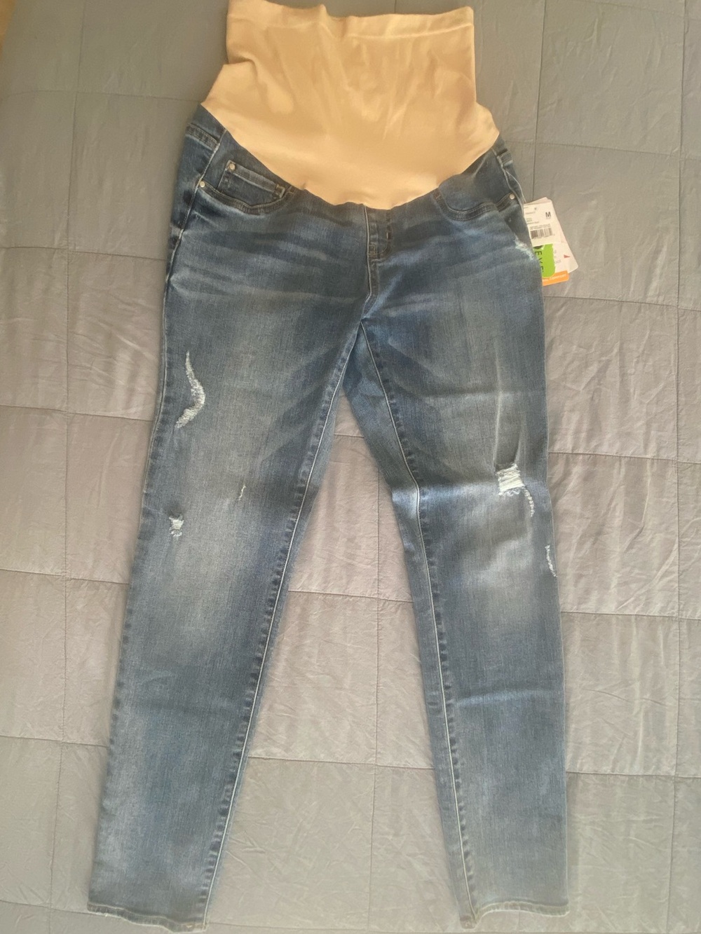 Maternity Skinny Jeans with Beige Stretch Panel - Women Jeans